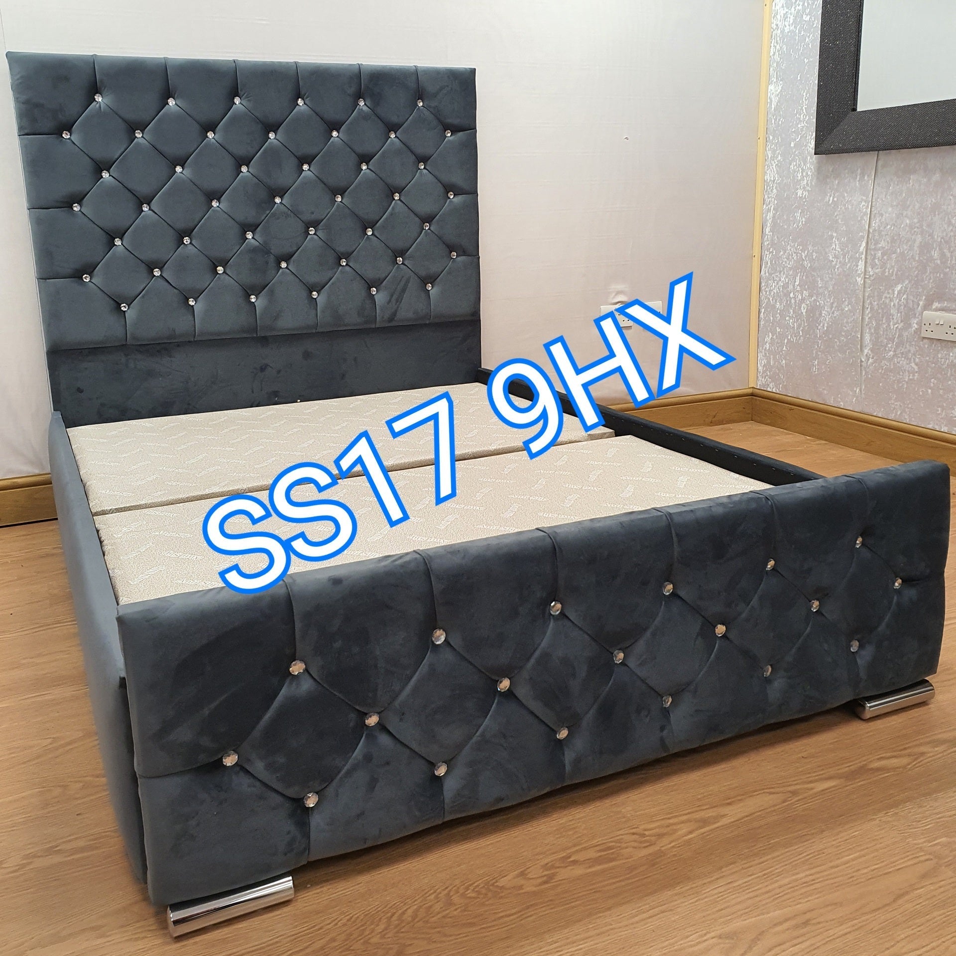 Dark grey small store double bed