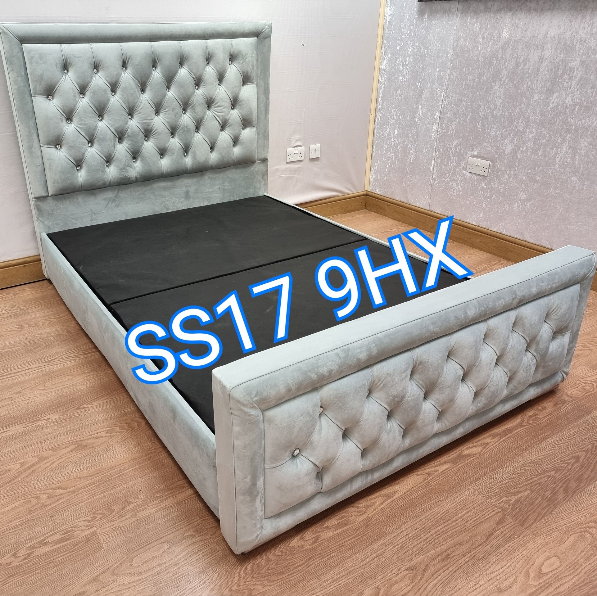 Silver plush deals velvet bed